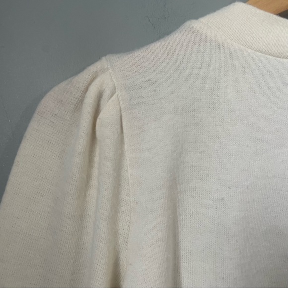 Madewell Puff-Sleeve Mockneck Top antique cream size medium - Picture 4 of 12
